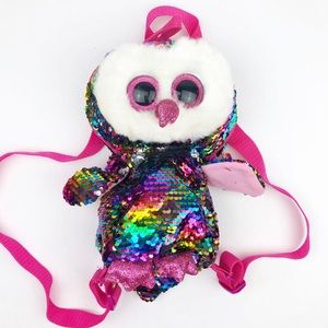 Ty Owen Owl Sequin Backpack Purse Sparkle